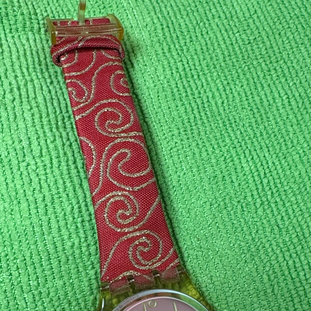Coral pink Swirl Pattern Swatch Watch - Picture 4 of 12